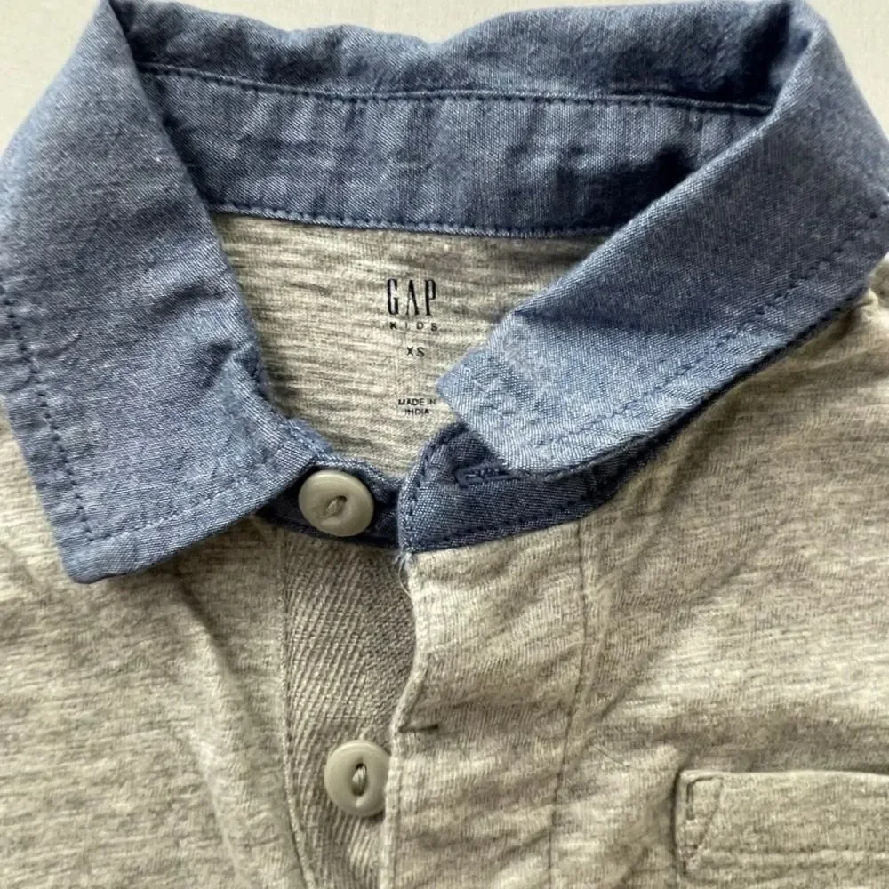 Gap Kids Colorblock Polo Shirt Heather Grey Blue Pink XS